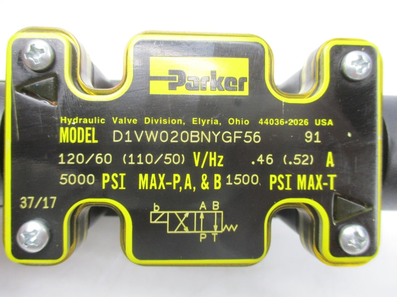 PARKER D1VW020BNYGF5691 110/120V .46/52A 1500-5000PSI NSMP
