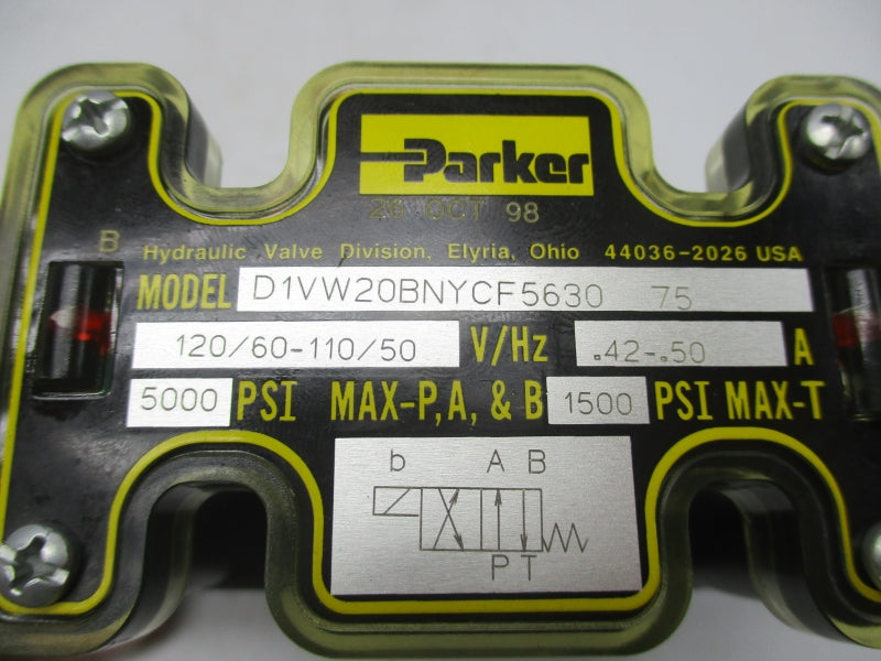 PARKER D1VW20BNYCF563075 110-120V .42-.50A 1500-5000PSI NSMP