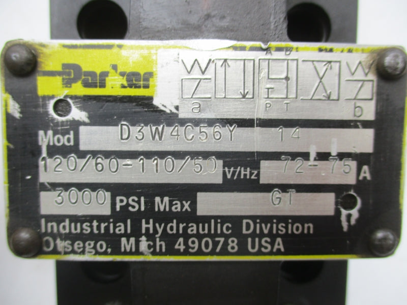 PARKER D3W4C56Y14 110/120V 72-75A 3000PSI UNMP
