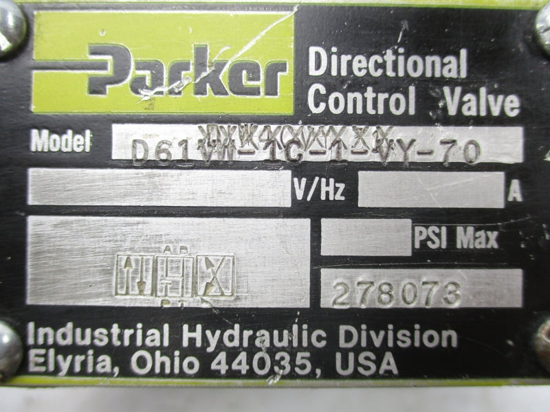 PARKER D61VW-1C-1-VY-70 110/120V UNMP