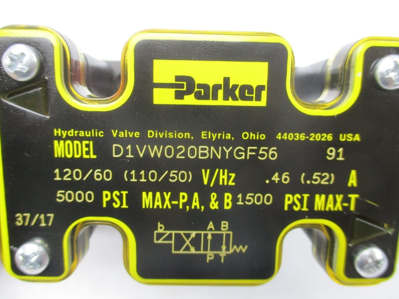 PARKER D1VW020BNYGF5691 110/120V .46/.52A 1500-5000PSI NSMP