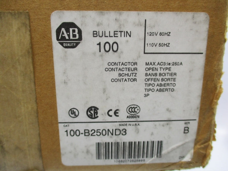 ALLEN BRADLEY 100-B250ND3 SER. B 110/120V 250A (BR/WH) NSMP