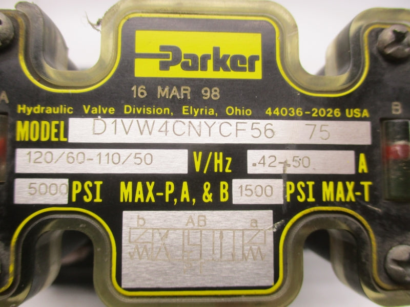 PARKER D101VW1C4NYCF56775 110/120V .42-.50A 1500-3000PSI NSNP