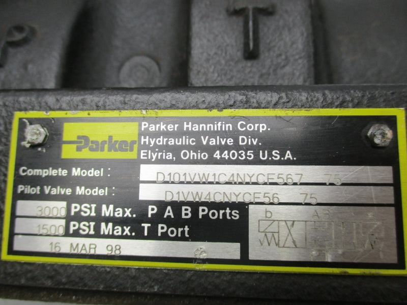 PARKER D101VW1C4NYCF56775 110/120V .42-.50A 1500-3000PSI NSNP