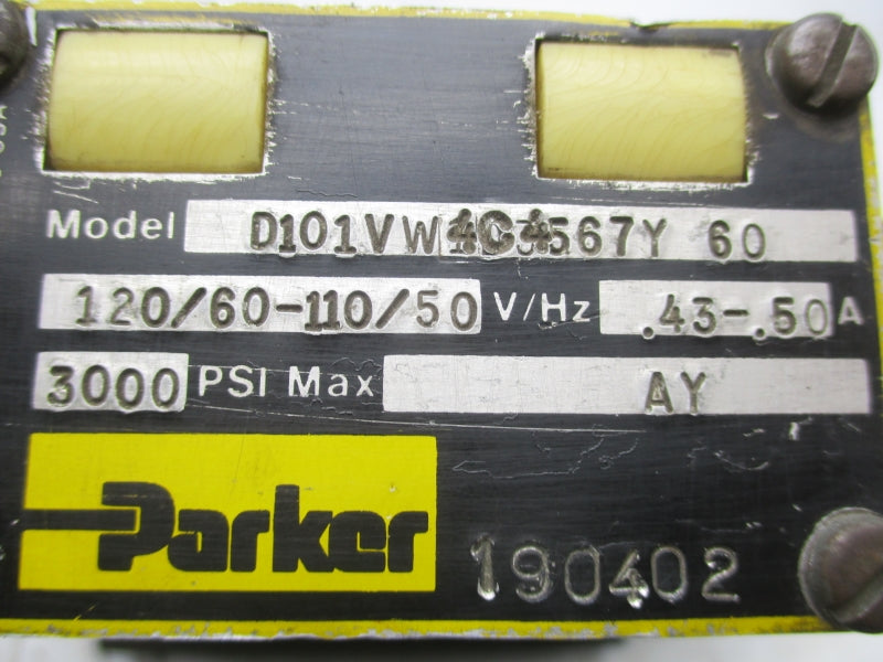 PARKER D101VW4C4567Y60 110/120V .43-.50A 3000PSI NSNP
