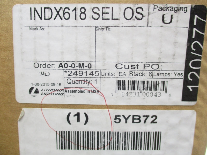 LITHONIA LIGHTING INDX618 SELOS 5YB72 120/277V 0.093/.041A NSMP