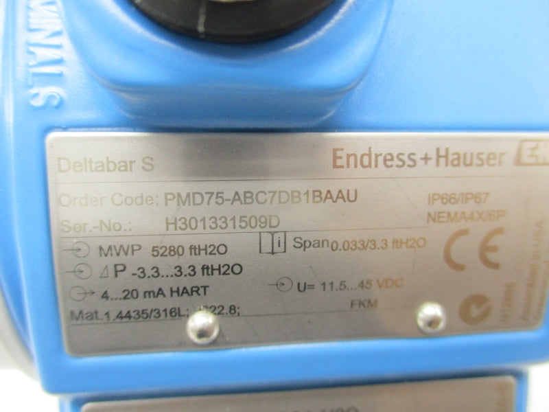 ENDRESS+HAUSER PMD75-ABC7DB1BAAU 11.5-45VDC 4000-6000PSI NSNP