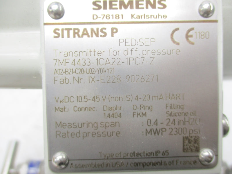SIEMENS 7MF4433-1CA22-1PC7-Z .58-.87PSI NSMP