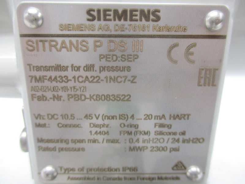 SIEMENS 7MF4433-1CA22-1NC7-Z 10-45VDC 6092PSI NSNP