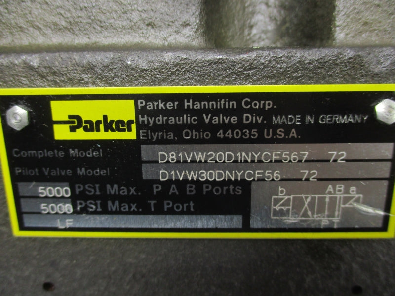 PARKER D81VW20D1NYCF56772 110/120V .42-.50A 1500-5000PSI NSNP