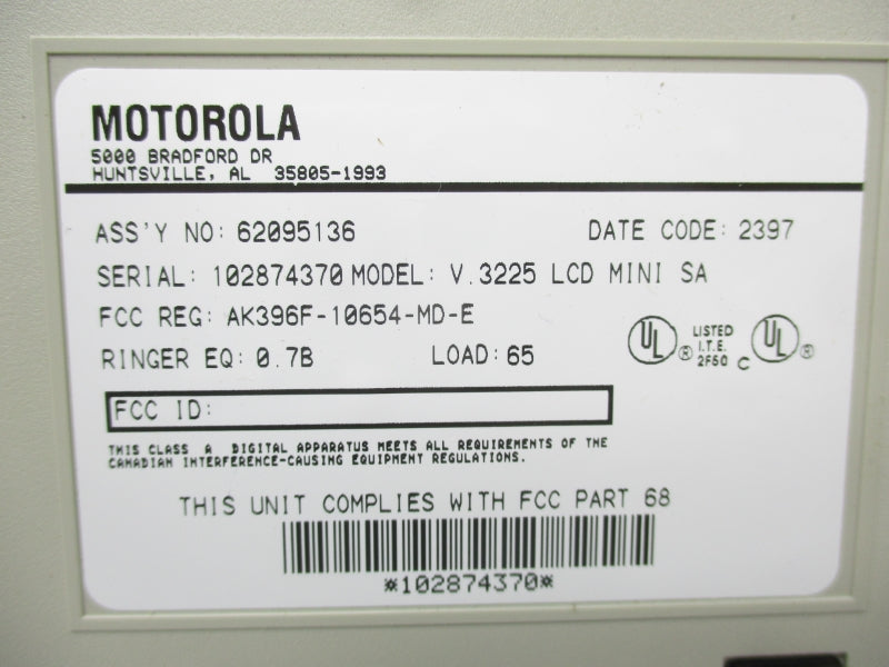 MOTOROLA V.3225 250VAC 3/16A NSMP