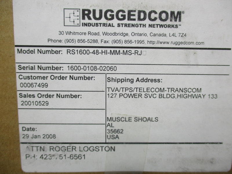 RUGGEDCOM RS1600-48-HI-MM-MS-RJ 48V 1A NSMP