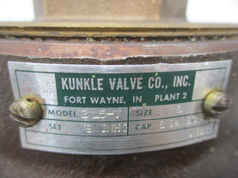 KUNKLE VALVE 215-V 3" UNMP