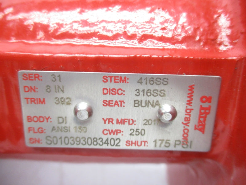 BRAY INTERNATIONAL SERIES 31 175PSI 8" NSNP