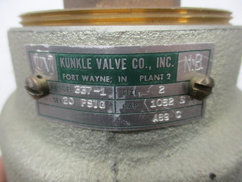 KUNKLE VALVE 337-1 20PSI 2" NSNP