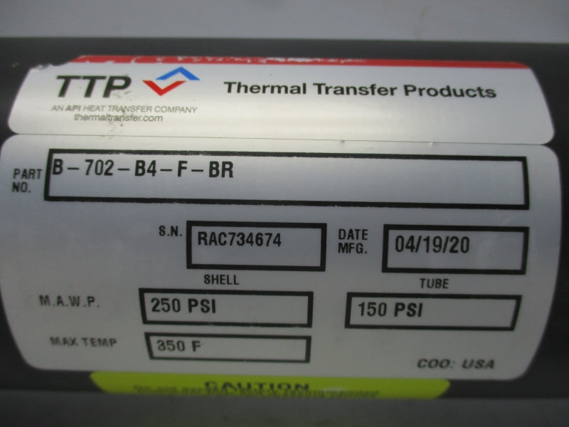 THERMAL TRANSFER PRODUCTS B-702-B4-F-BR 150-250PSI NSNP