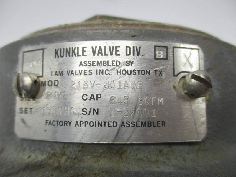 KUNKLE 215V-J01AQE 2-1/2" UNMP