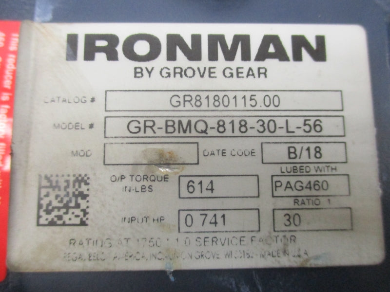 GROVE GEAR GR-BMQ-818-30-L-56 GR8180115.00 NSNP