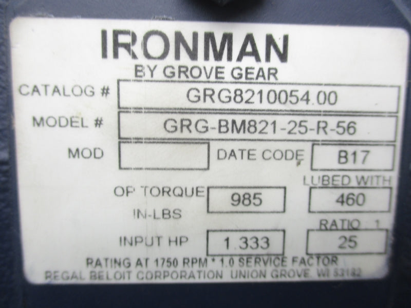 GROVE GEAR GRG-BM821-25-R-56 GRG8210054.00 NSNP