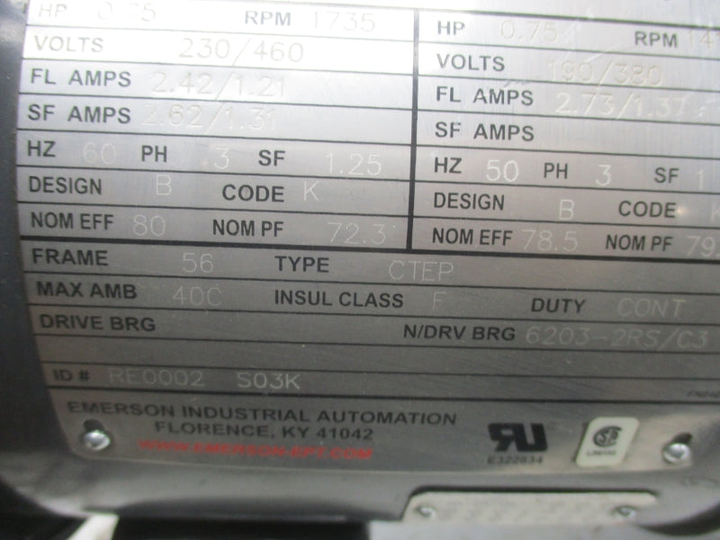BROWNING RE0002 CBN3132SB3MT5675 (AS PICTURED) 230/460V 2.42/1.21A NSNP