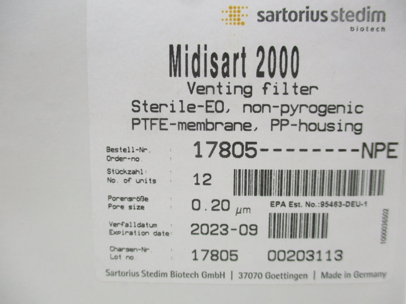 SARTORIUS STEDIM 17805 (PKG OF 12) NSMP