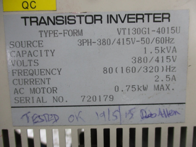 TOSHIBA VT130G1-4015U 380/415V 2.5A (AS PICTURED) UNMP