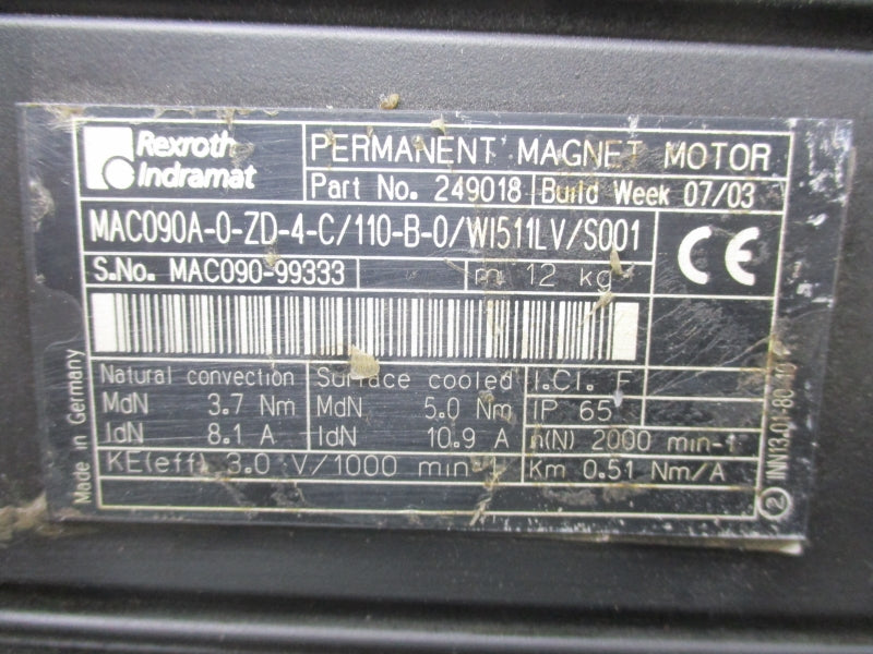REXROTH MAC090A-0-ZD-4-C/110-B-0/WI511LV/S001 249018 UNMP