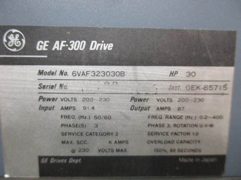 GENERAL ELECTRIC 6VAF323030B 200-230V 91.4A UNMP