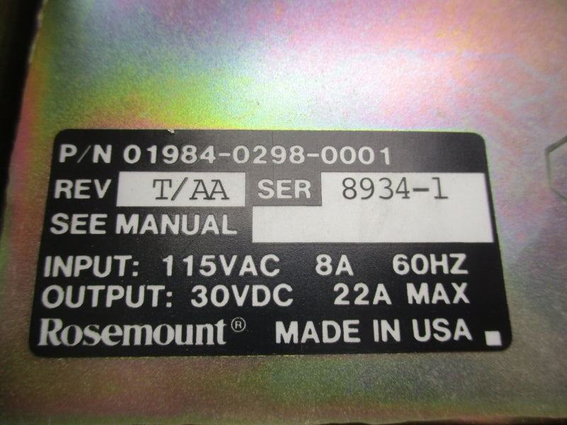 ROSEMOUNT 1984-0298-0001 115VAC 8A UNMP