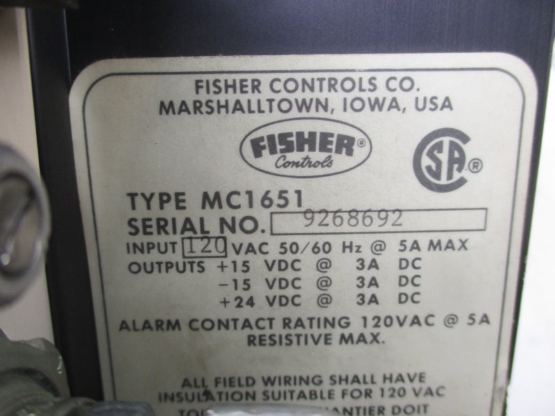 FISHER CONTROLS MC1651 120VAC 5A UNMP