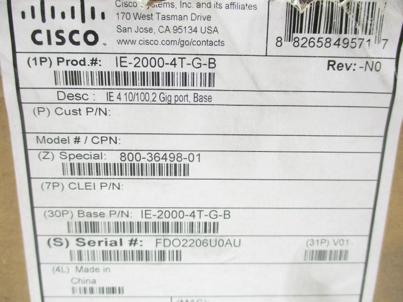 CISCO IE-2000-4T-G-B 24-48V 1-0.5A NSMP