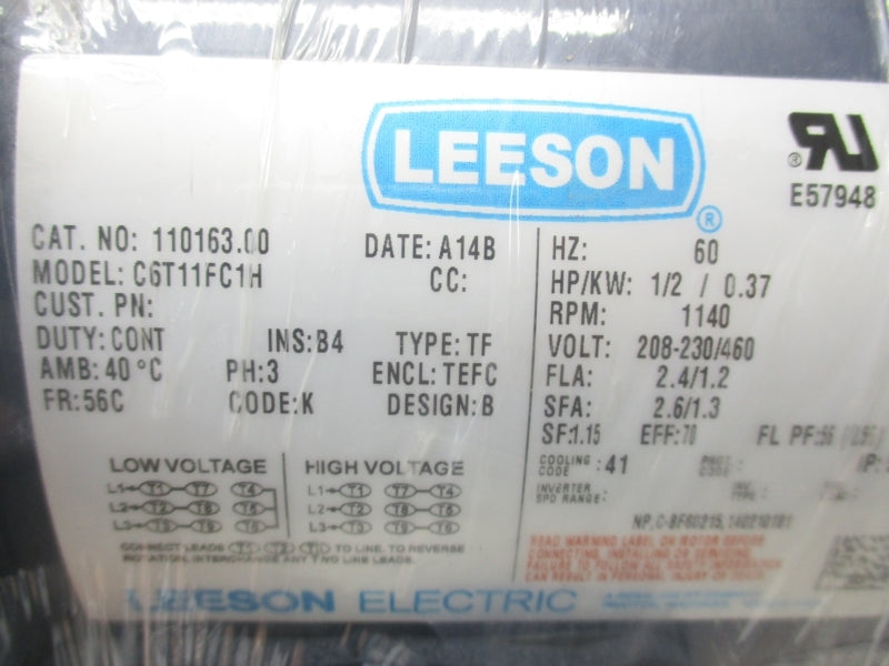 LEESON 110163.00 C6T11FC1H 208-230/460V 2.4/1.2A NSNP