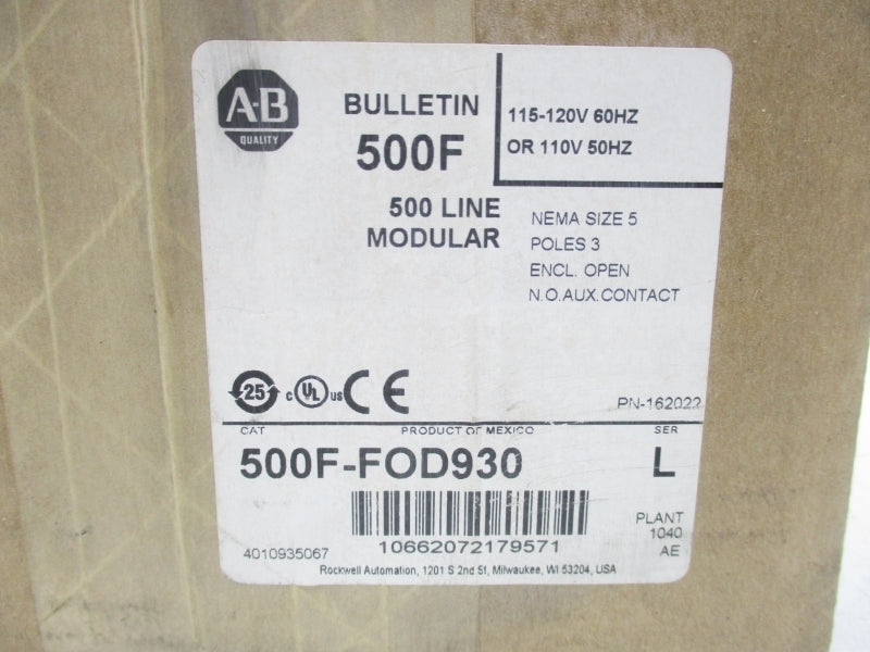 ALLEN BRADLEY 500F-FOD930 SER. L 110/115-120V (BR/WH) NSFS