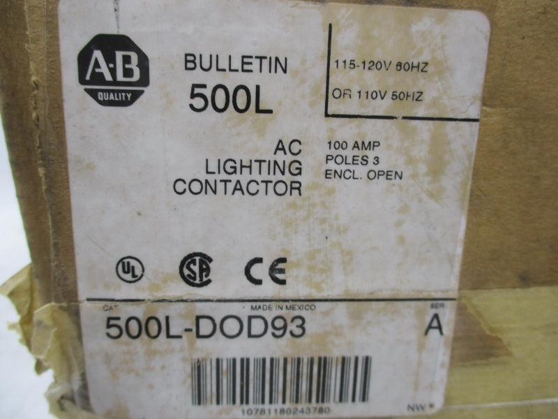 ALLEN BRADLEY 500L-DOD93 SER. A 110/115-120V 100A (BR/WH) NSMP
