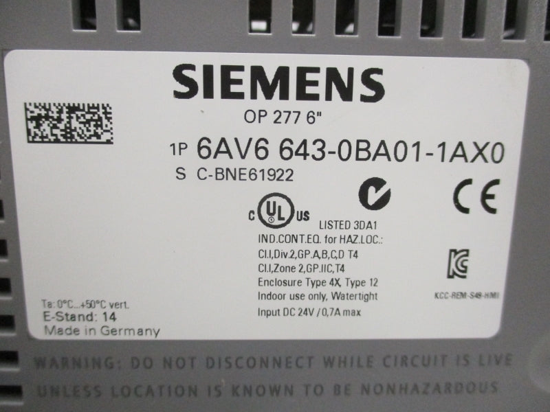 SIEMENS 6AV6643-0BA01-1AX0 6" NSMP