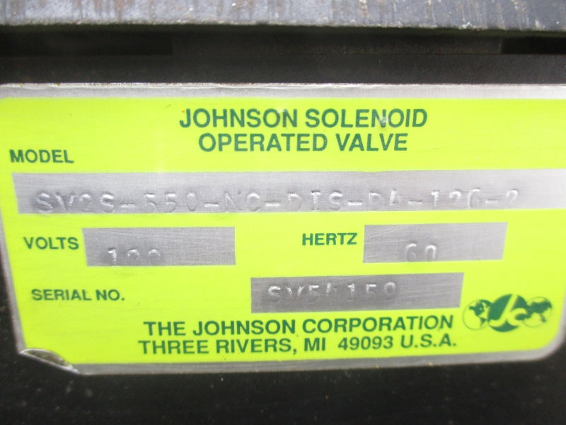 JOHNSON SV2S-550-NC-DIS-D4-126-2 120V 250PSI NSNP