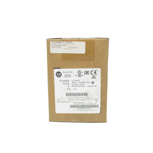 ALLEN BRADLEY 22A-D4P0N104 SER. A F/W 7.02 342-528V 4.0A DATE: 2020 NSFS