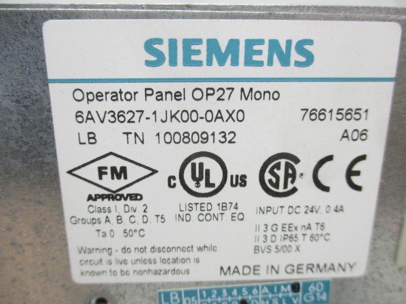 SIEMENS 6AV3627-1JK00-0AX0 24VDC 0.4A NSMP