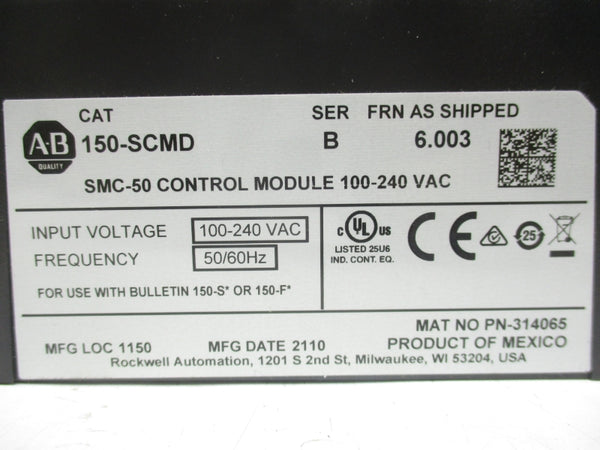 ALLEN BRADLEY 150-SCMD SER. B F/W 6.003 100-240VAC NSMP
