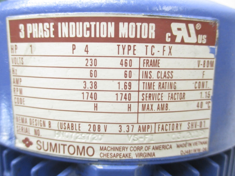 SUMITOMO TC-FX CNHM1-6115YA-87 230/460V 3.38/1.69A NSNP
