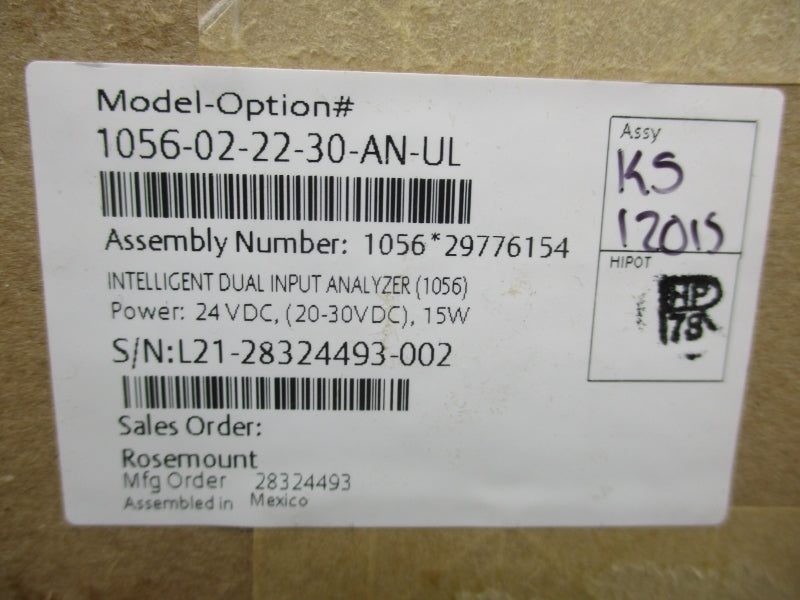 ROSEMOUNT 1056-02-22-30-AN-UL 24VDC NSFS
