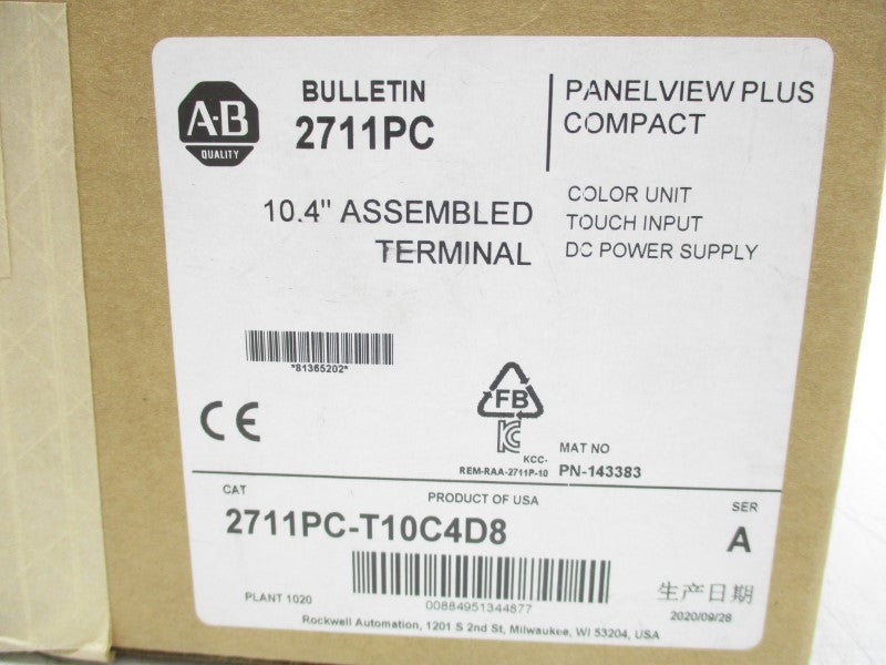 ALLEN BRADLEY 2711PC-T10C4D8 SER. A DATE: 2020 NSFS