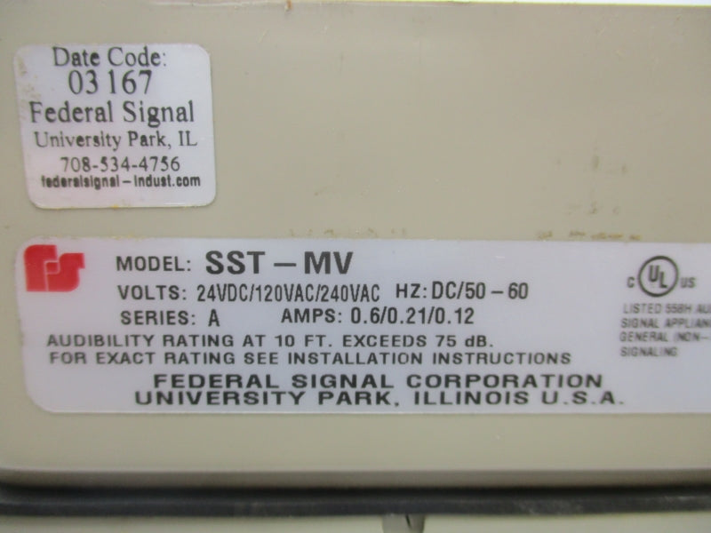 FEDERAL SIGNAL SST-MV 120/240VAC .21/.12A NSNP