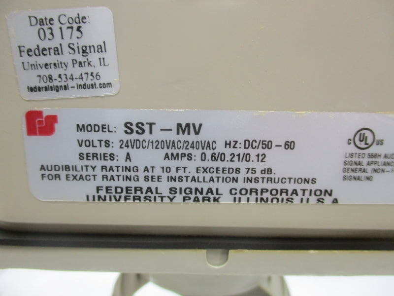 FEDERAL SIGNAL SST-MV SER. A 120/240VAC .21/.12A NSMP