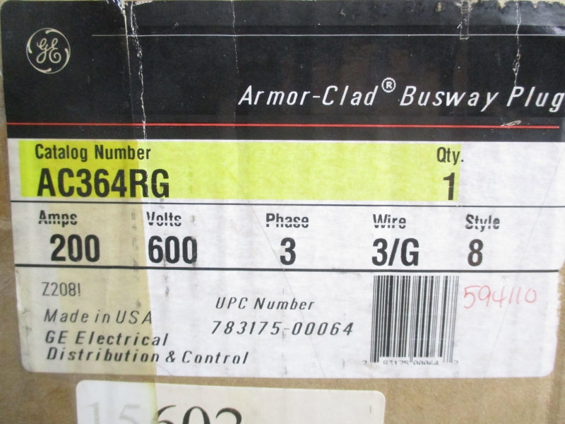 GENERAL ELECTRIC AC364RG 600V 200A NSMP