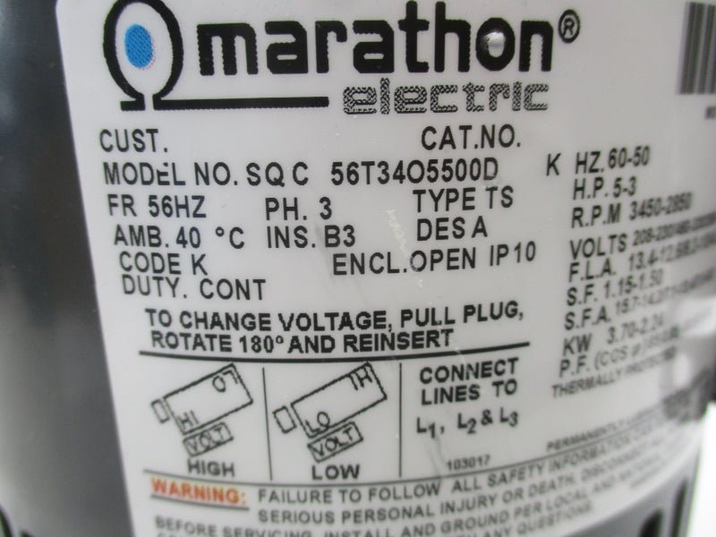 MARATHON ELECTRIC 56T34O5500D 208-230/460V NSNP