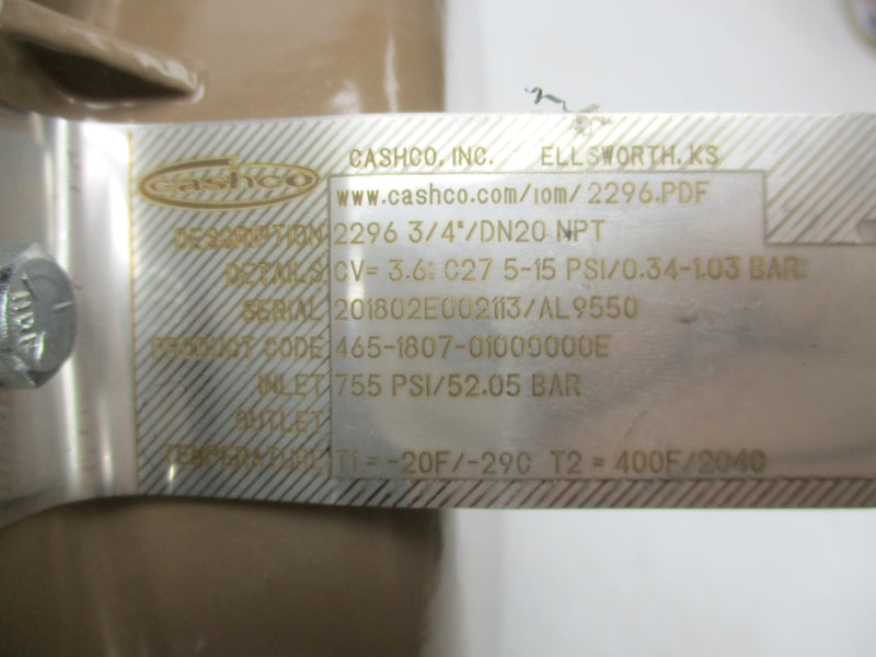 CASHCO 229-3/4"/DN20NPT 755PSI NSNP