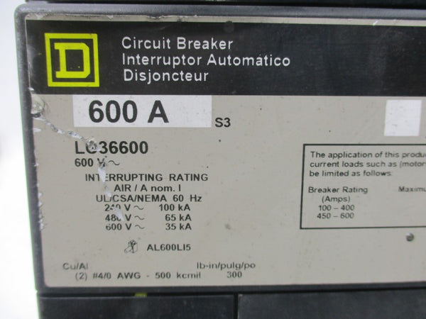 SQUARE D LC36600 600V 600A NSNP