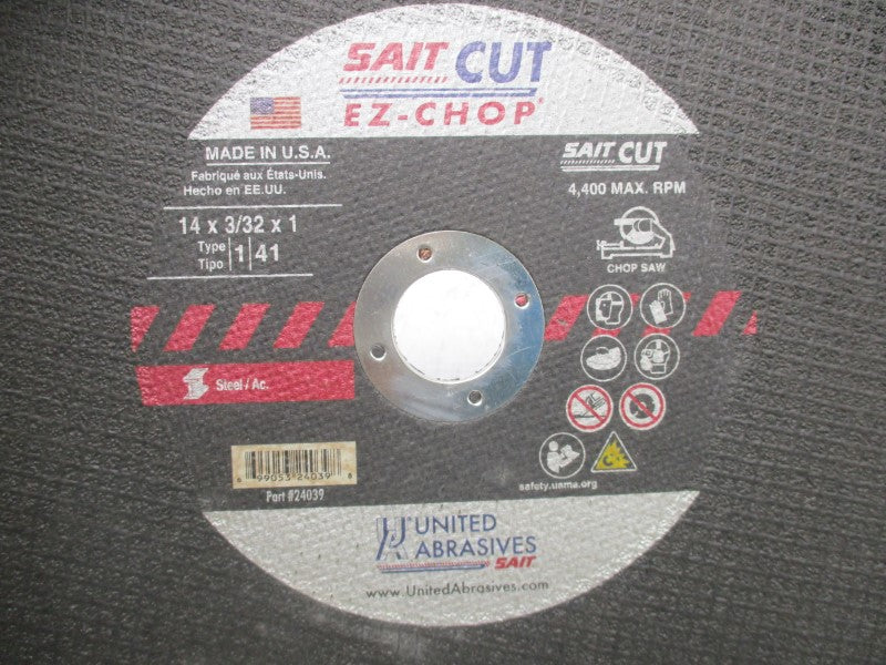 UNITED ABRASIVES 24039 (PKG OF 9) 14X3/32X1 NSMP