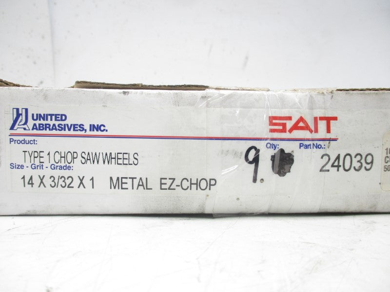 UNITED ABRASIVES 24039 (PKG OF 9) 14X3/32X1 NSMP